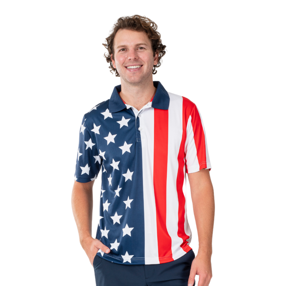 Men's Performance Golf American Flag Shirt