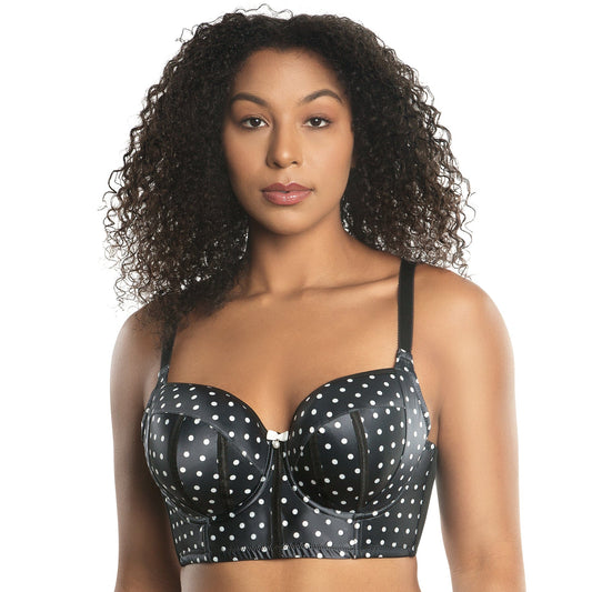 Charlotte Longline Bra - Black Dot