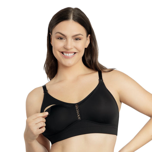 Erika Seamless Wire-Free Nursing Bra - Black