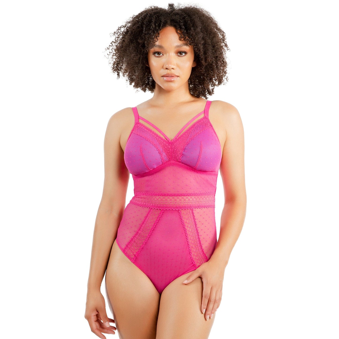 Mia Dot Bodysuit - Bright Pink