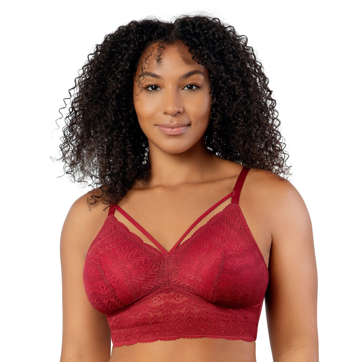 Mia Lace Wire-Free Lace Bralette - Rio Red