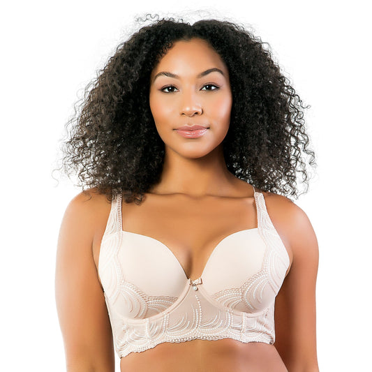 Pearl Longline Plunge Bra  - Cameo Rose