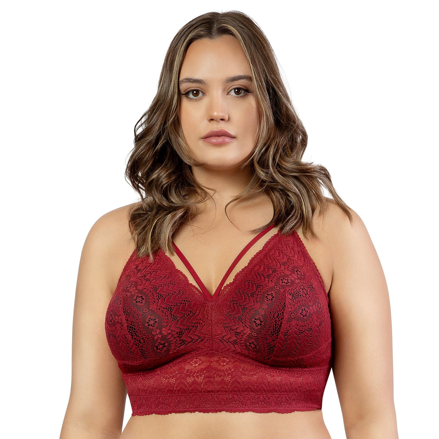 Mia Lace Wire-Free Lace Bralette - Rio Red