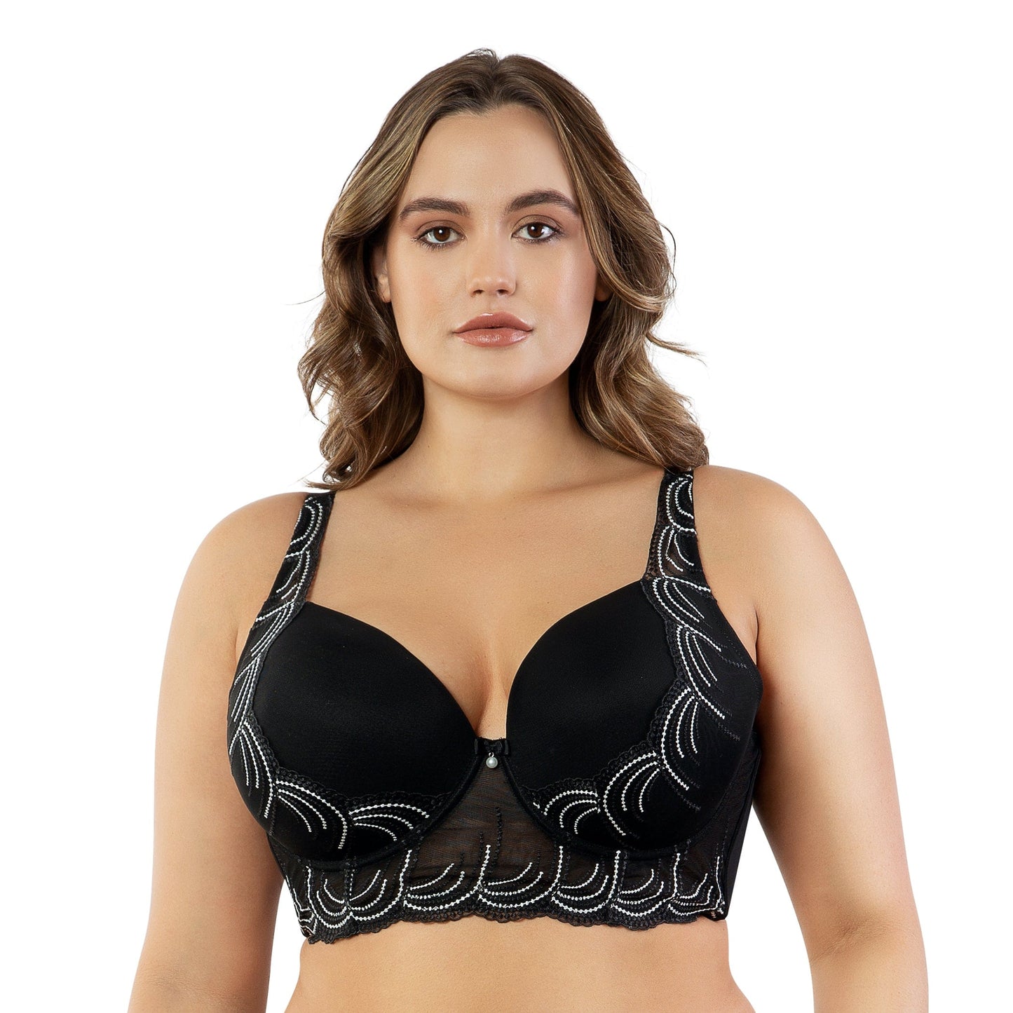 Pearl Longline Plunge Bra  - Black