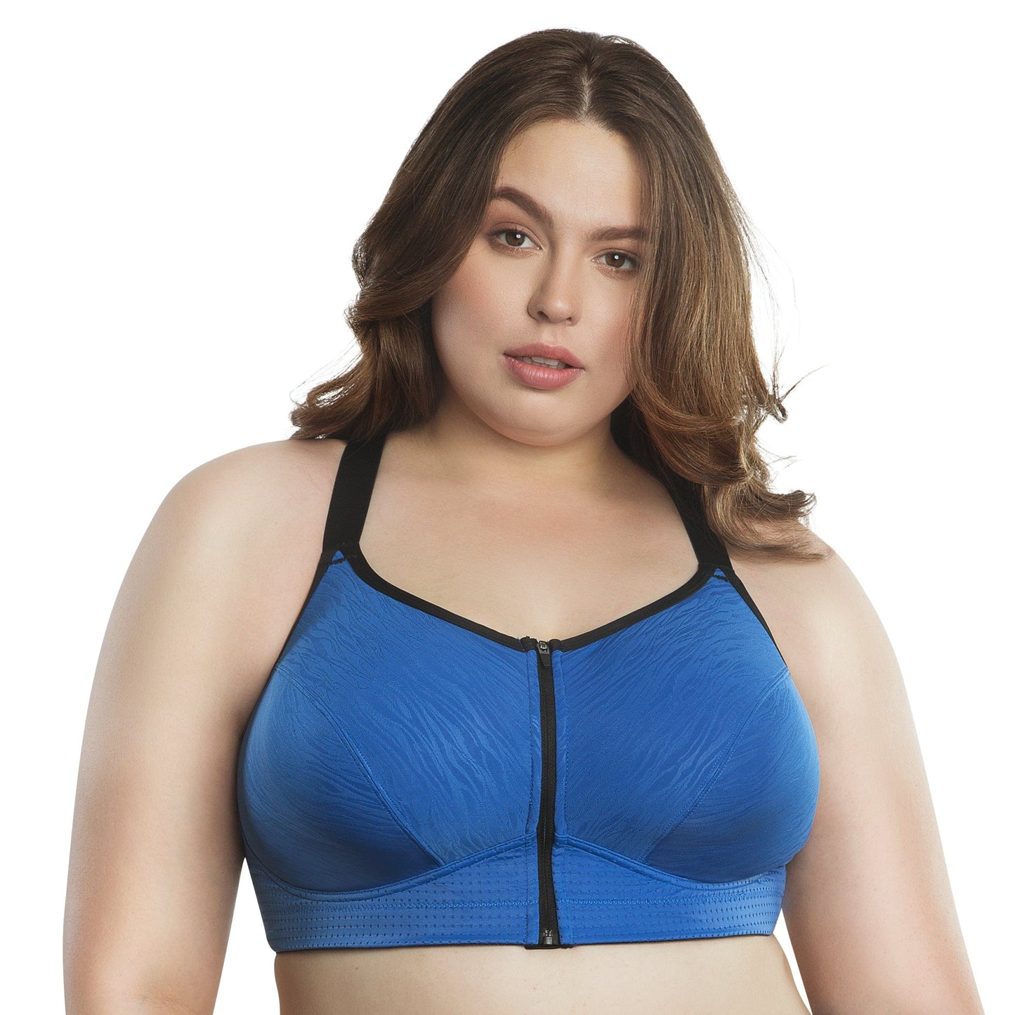 Wave Wire-free Zip Front Sports Bra - Nautical Blue