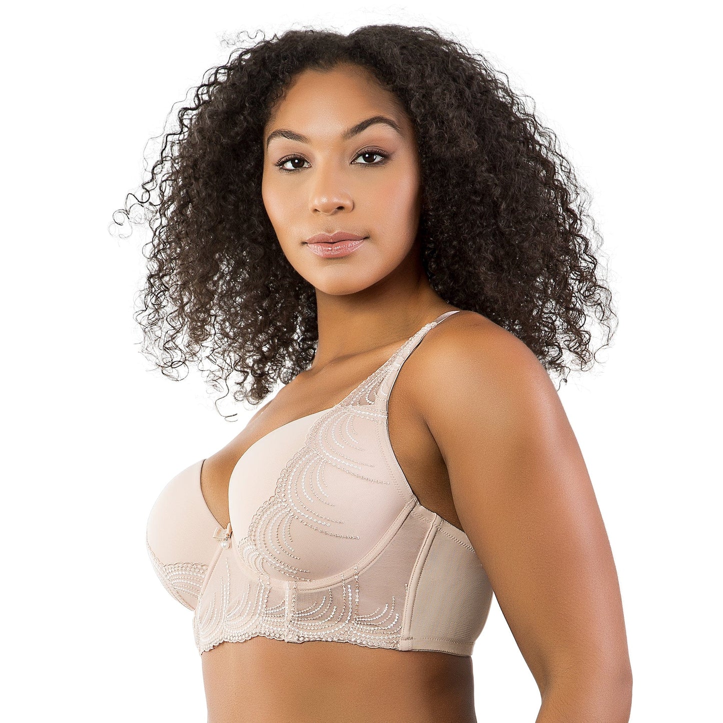 Pearl Longline Plunge Bra  - Cameo Rose