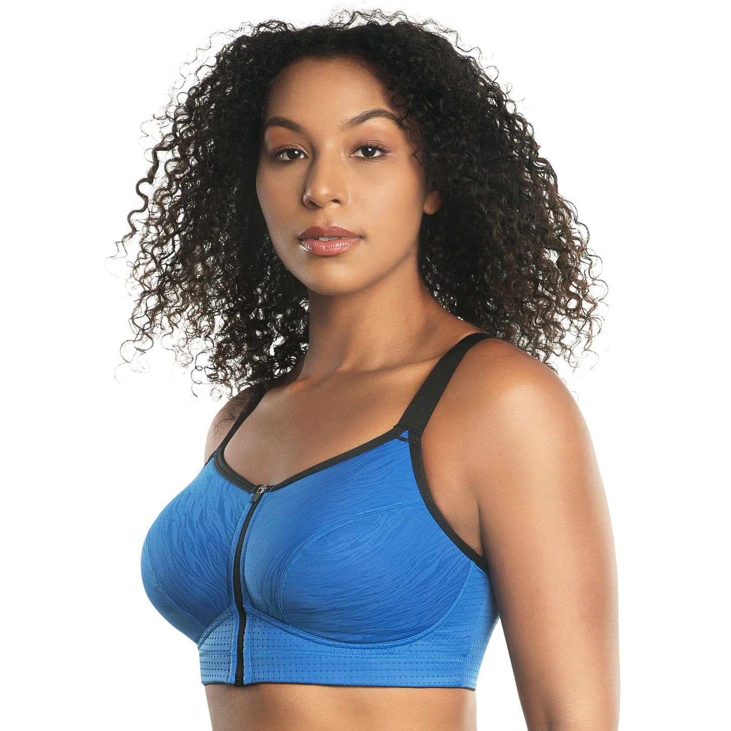 Wave Wire-free Zip Front Sports Bra - Nautical Blue