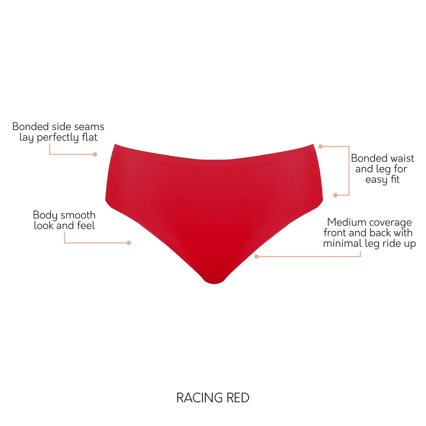 Bonded Hipster Panty - Racing Red