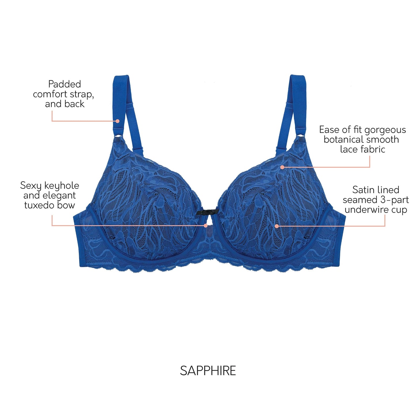 Charlotte Lace Unlined Bra - Sapphire