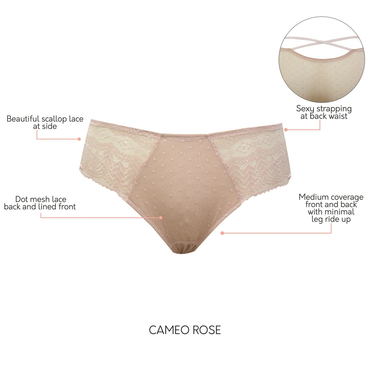 Mia Hipster Panty - Cameo Rose