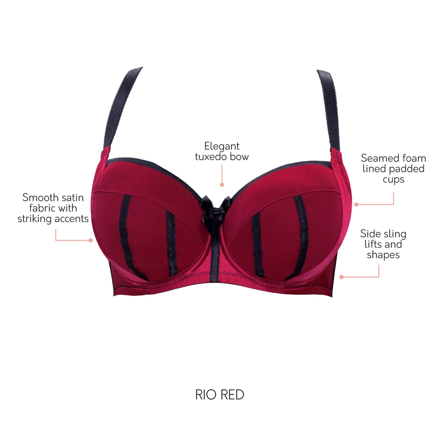 Charlotte Underwire Padded Bra - Rio Red