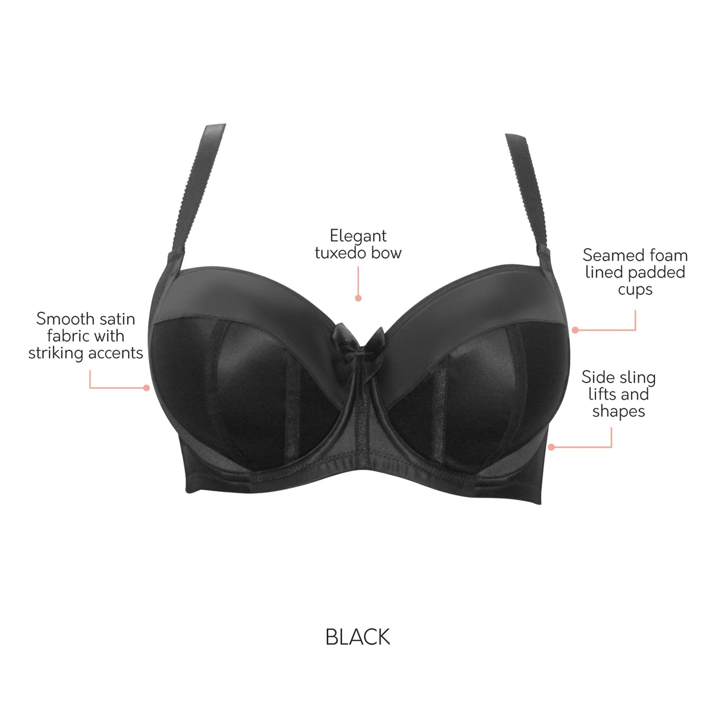 Charlotte Underwire Padded Bra - Black