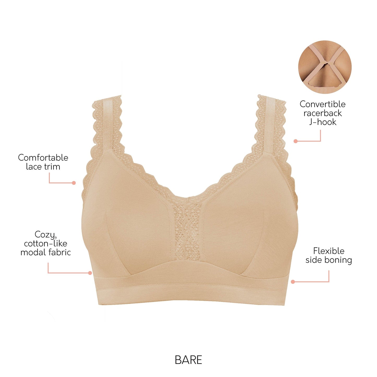 Dalis Wire Free Bralette - Bare