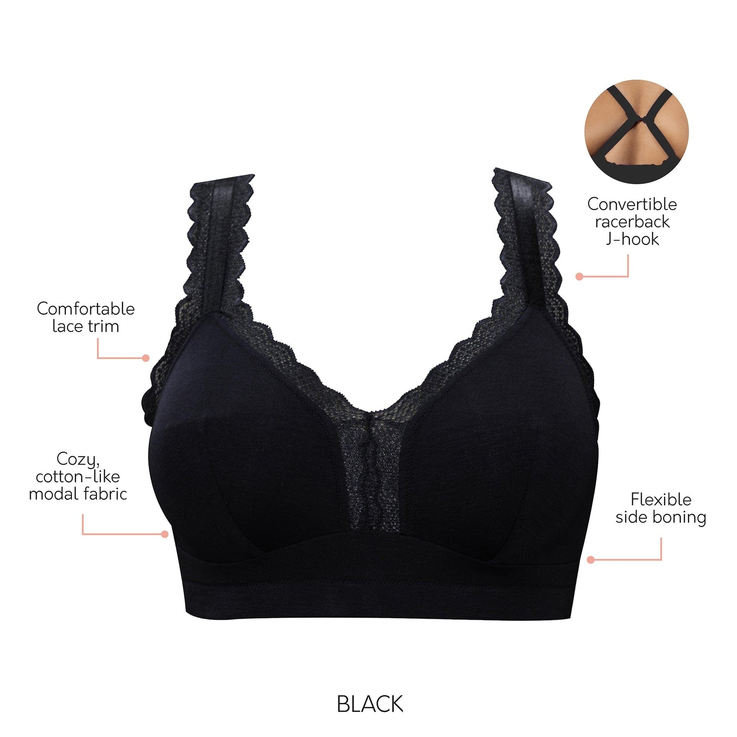 Dalis Wire Free Bralette - Black