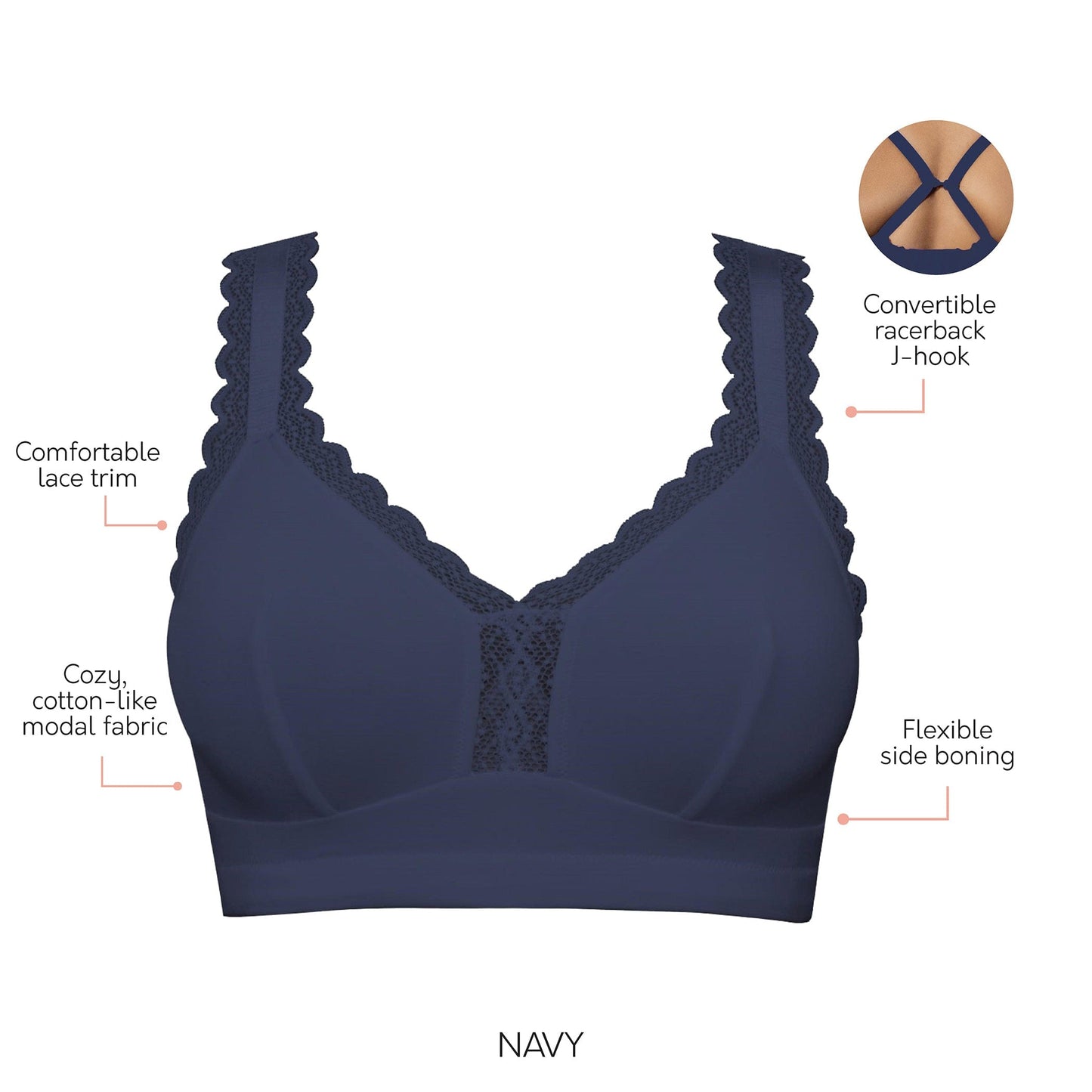 Dalis Wire Free Bralette - Navy