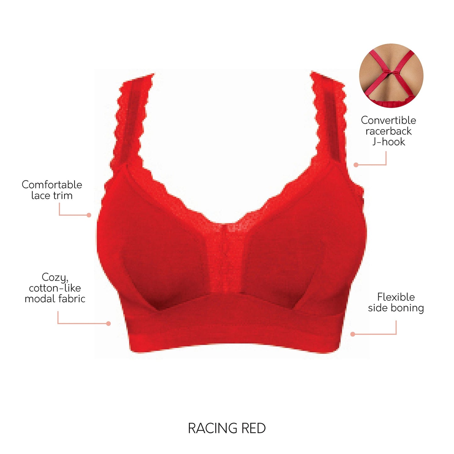 Dalis Wire Free Bralette - Racing Red