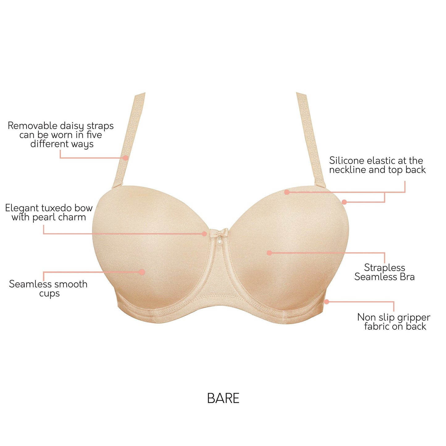 Elise Strapless Bra - Bare