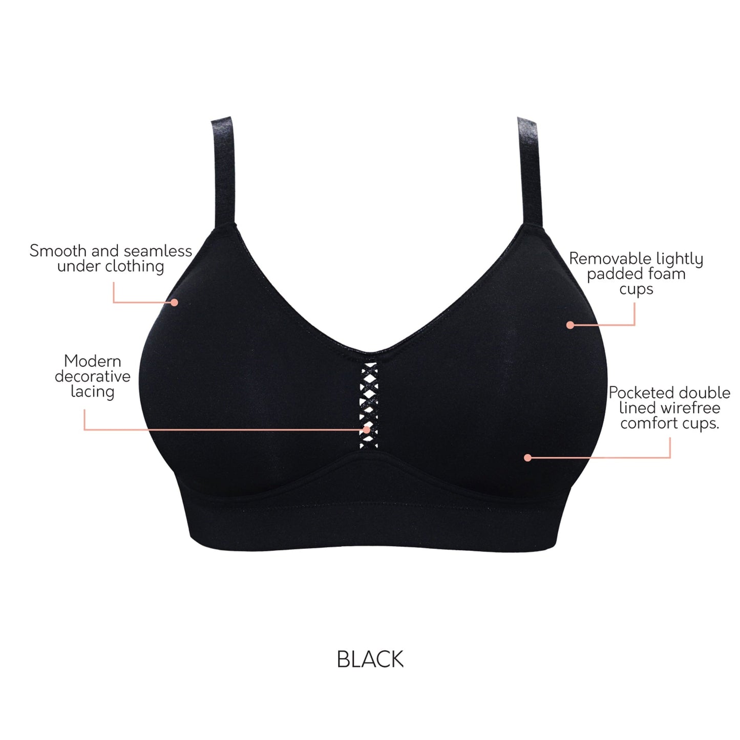 Erika Seamless Wire-free Bra - Black