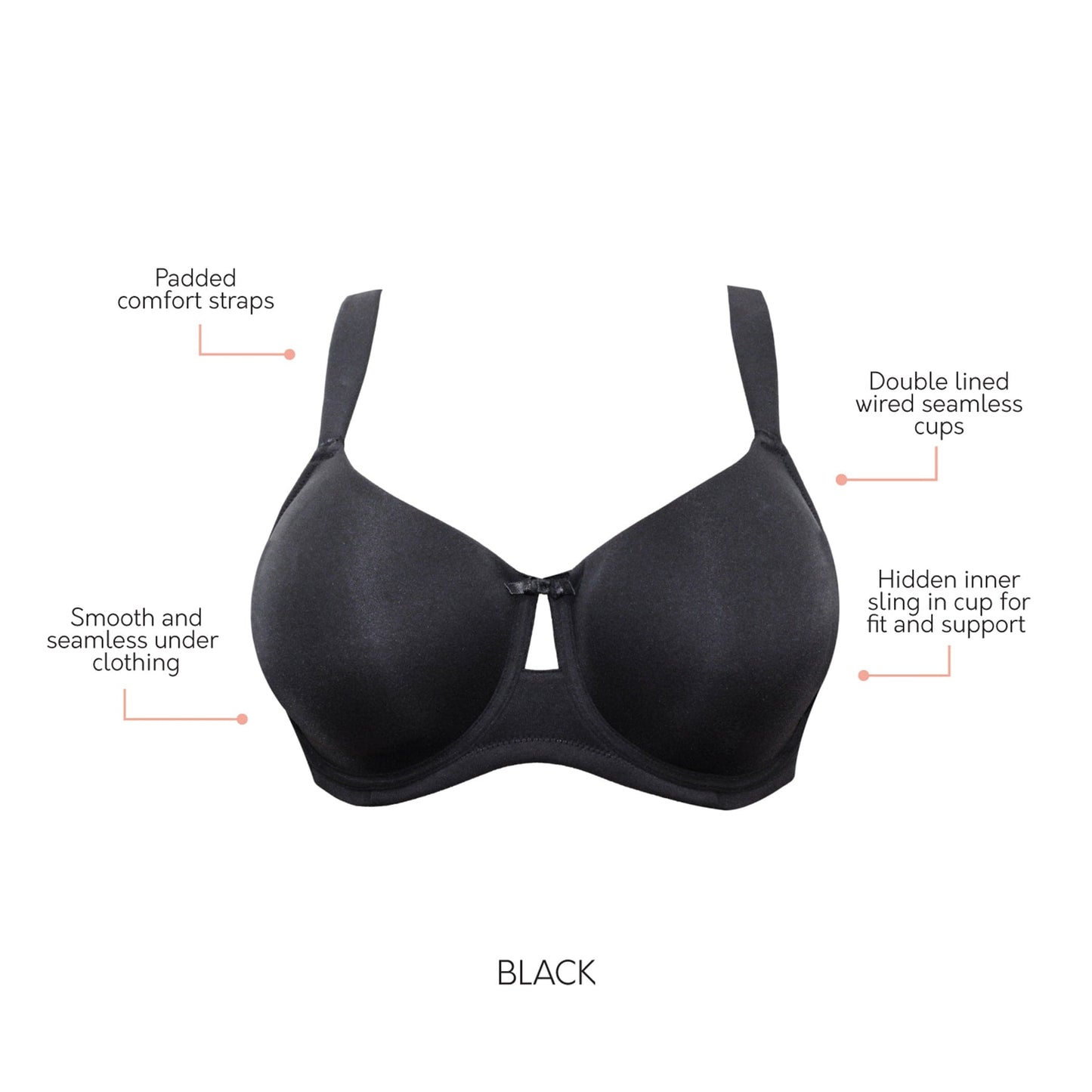 Erika Unlined Molded Bra - Black