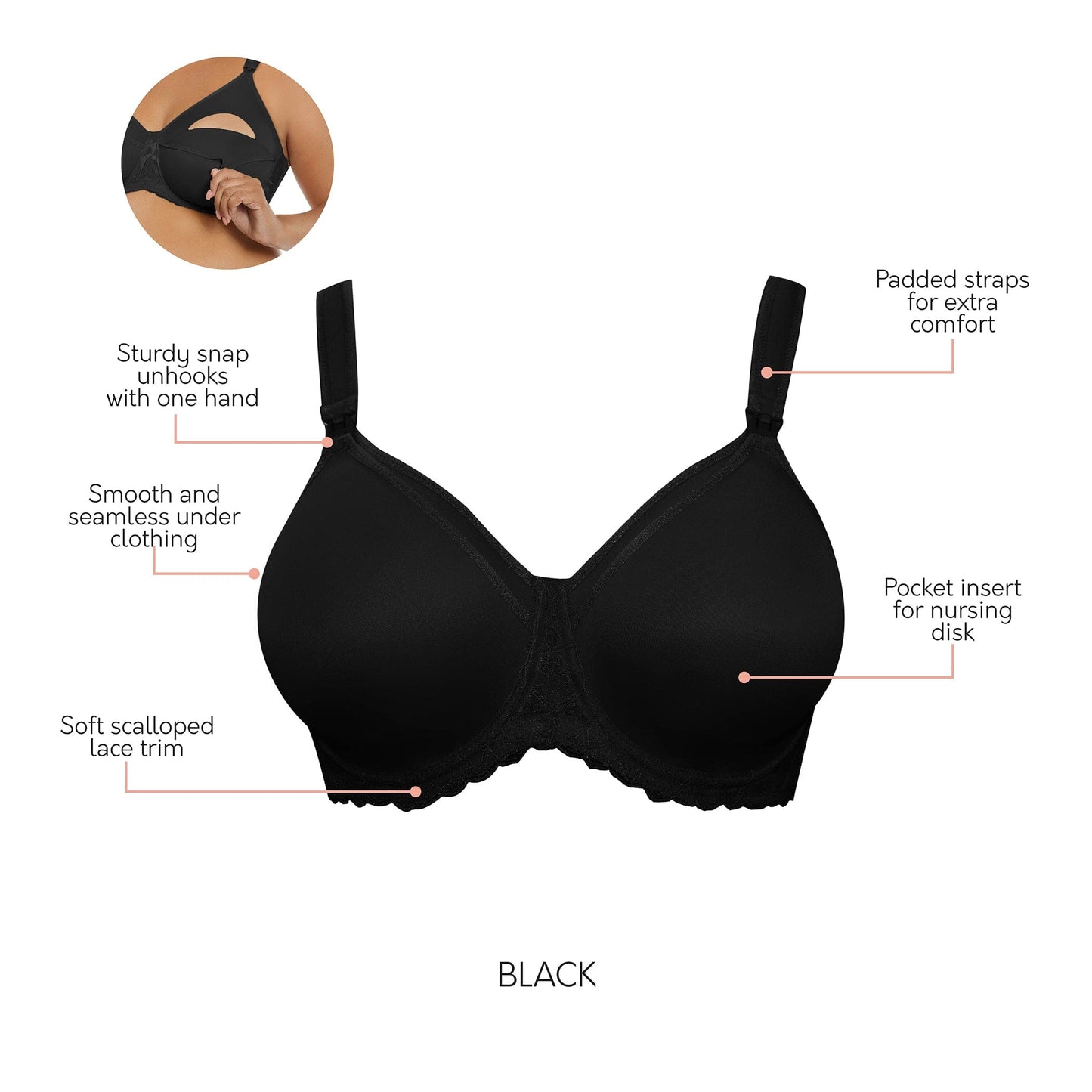 Leila Nursing Bra - Black