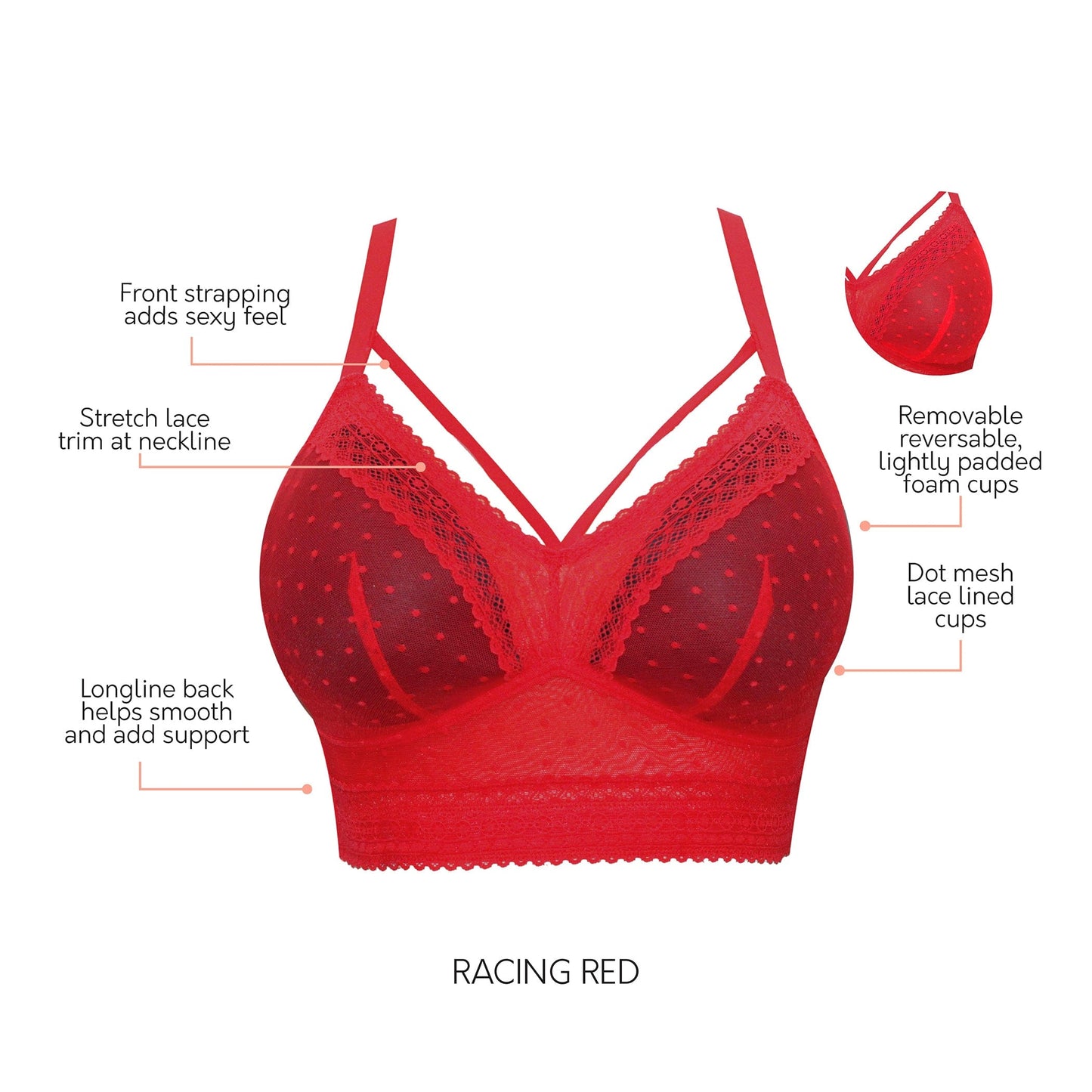 Mia Dot Wire-Free Bralette - Racing Red