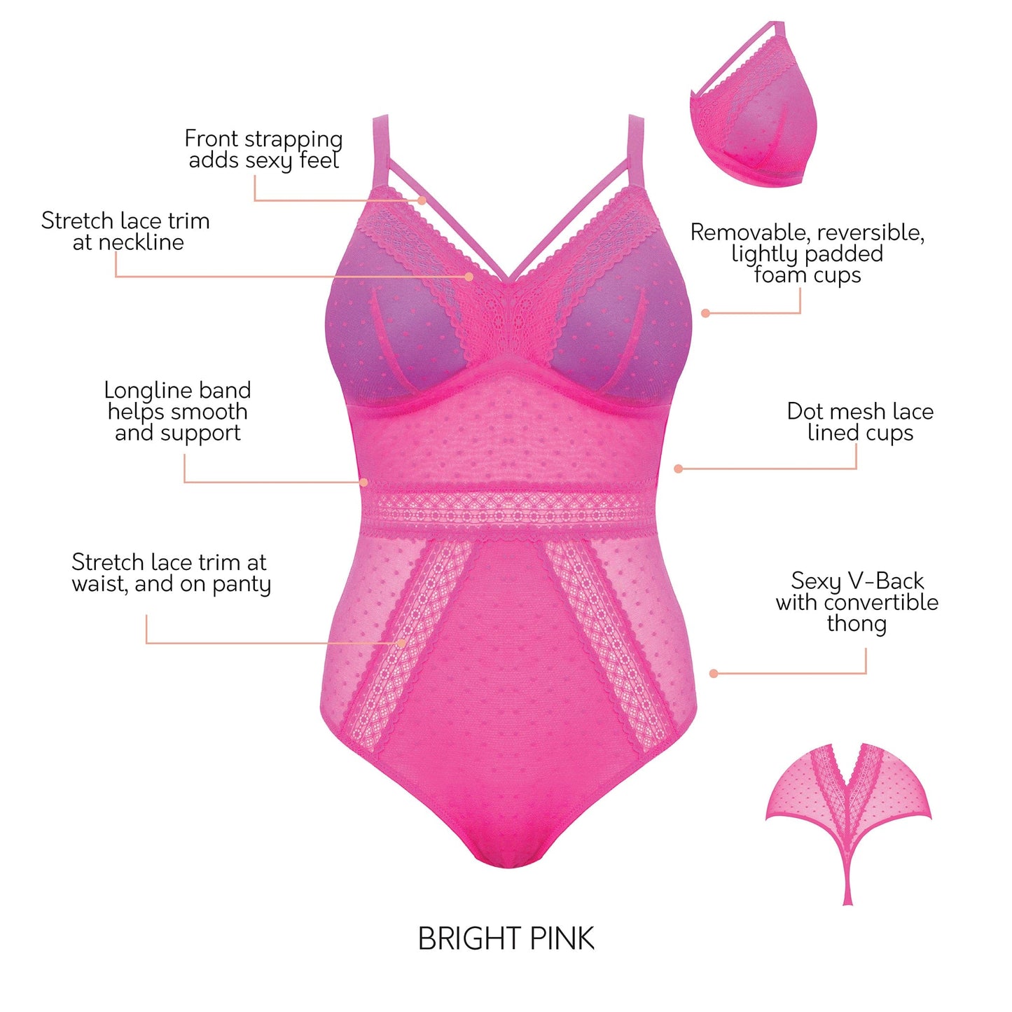 Mia Dot Bodysuit - Bright Pink