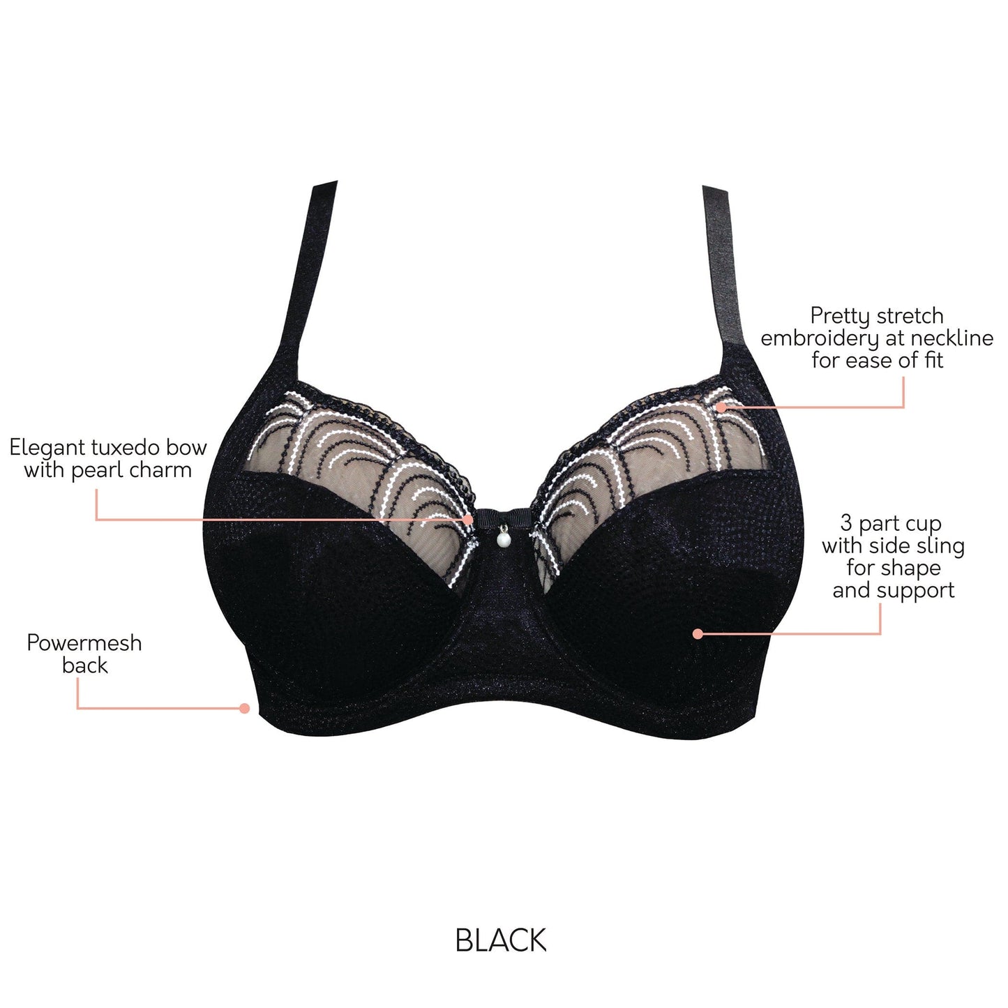 Pearl Unlined Bra - Black