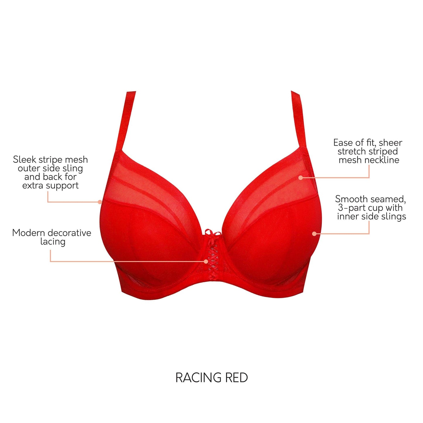 Shea Plunge Unlined Bra - Racing Red