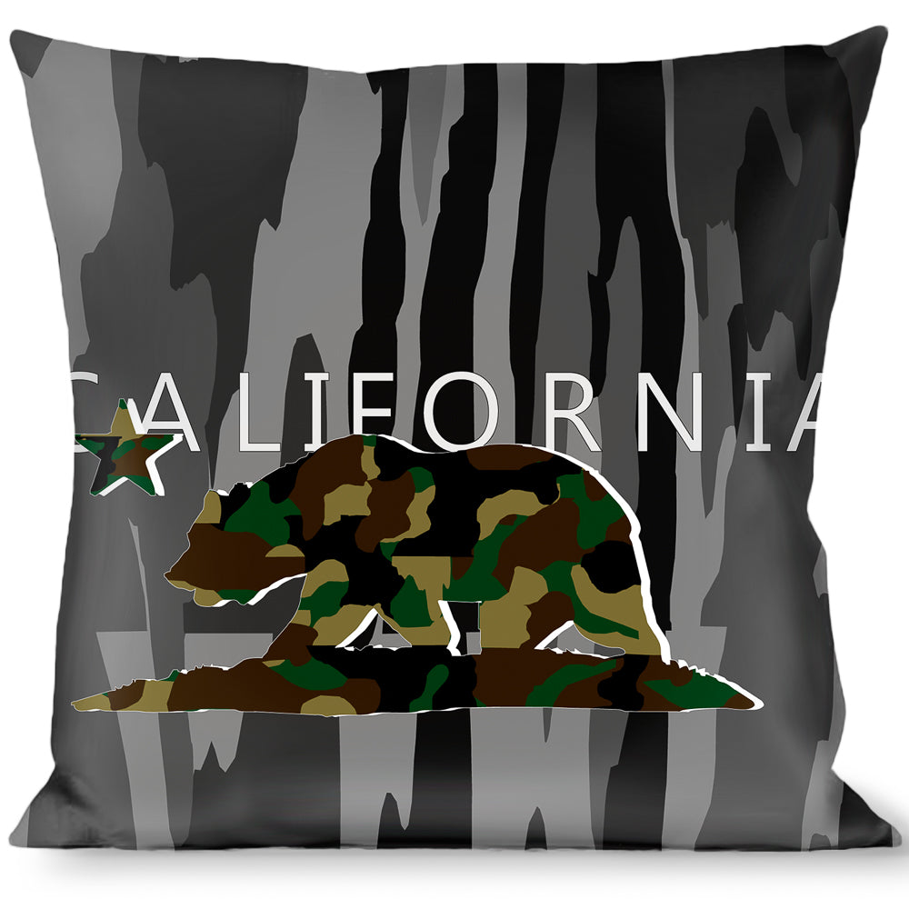 Buckle-Down Throw Pillow - CALIFORNIA/Flag Bear Black/Camo Gray/Camo Olive