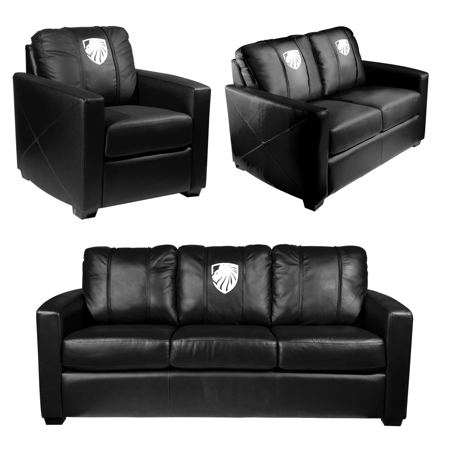 Stationary Loveseat with Las Vegas Inferno White  Logo