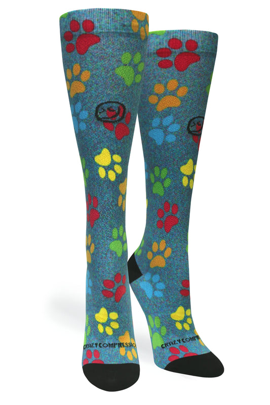 Paw Prints Station Blue - (Standard & Extra Wide)