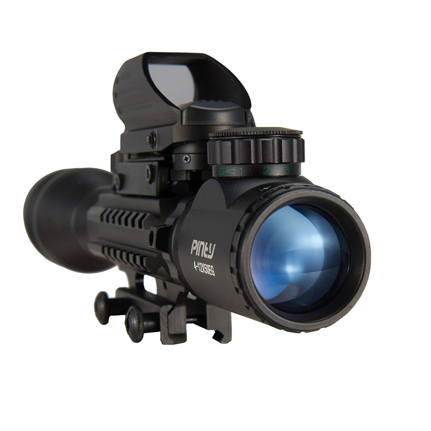 3-in-1 Rifle Scope Combo, 4-12*50mm Rangefinder Scope, Red Laser, Red&Green Dot Sight