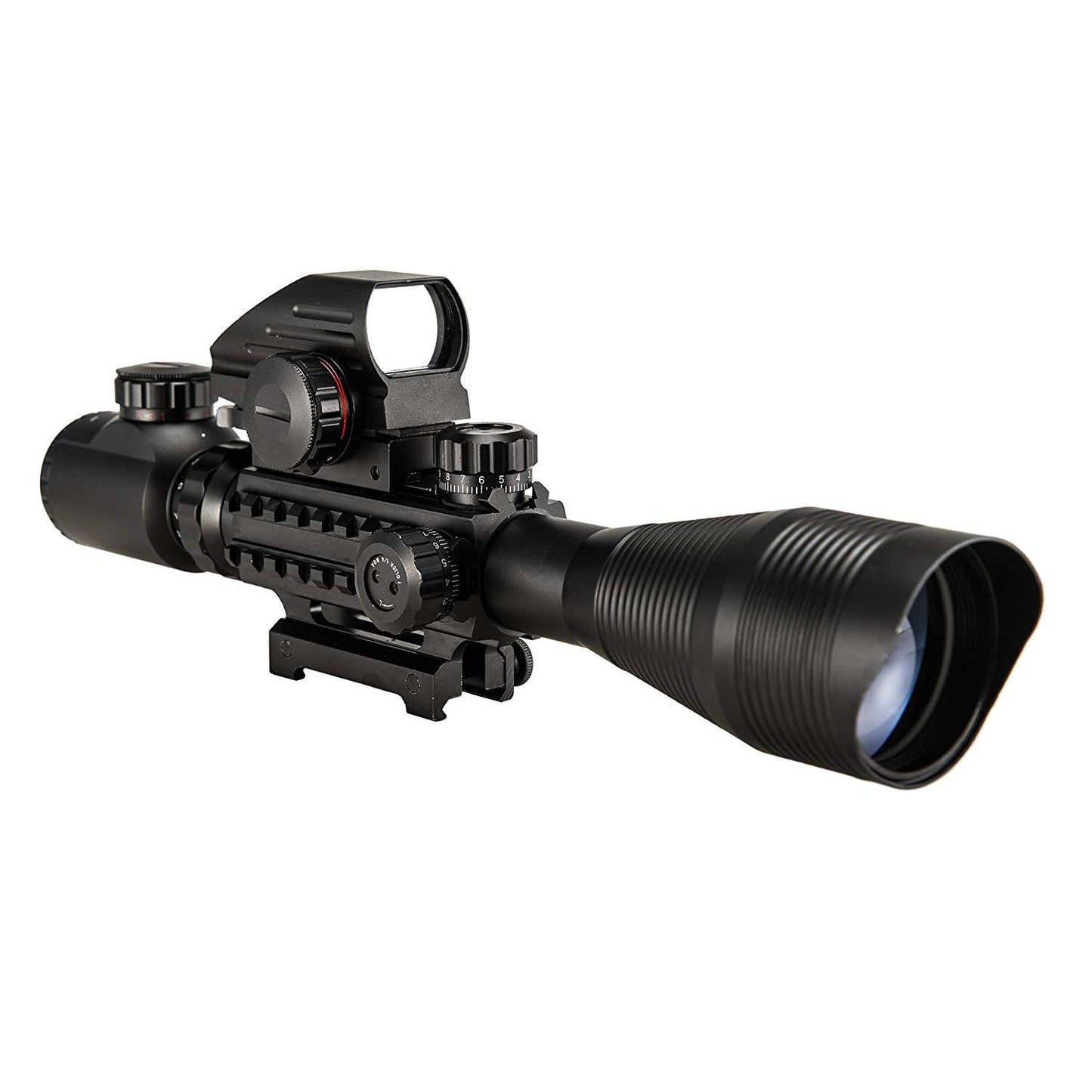 3-in-1 Rifle Scope Combo, 4-12*50mm Rangefinder Scope, Red Laser, Red&Green Dot Sight