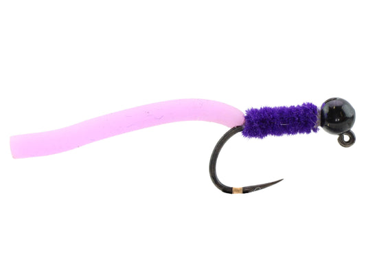 Tungsten Bead Head Squirmy Worm, Size 12 | Purple | Qty. 6 | Wild Water Fly Fishing