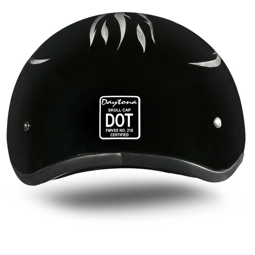 DOT Approved Daytona Motorcycle Half Face Helmet - Skull Cap Graphics for Men & Women, Scooters, ATVs, UTVs & Choppers - W/ Ignite Grey