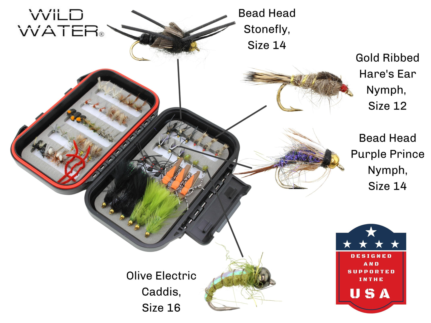 Mini Mega Fly Assortment, 60 All-Time Most Popular Flies | Fly Box | Wild Water Fly Fishing