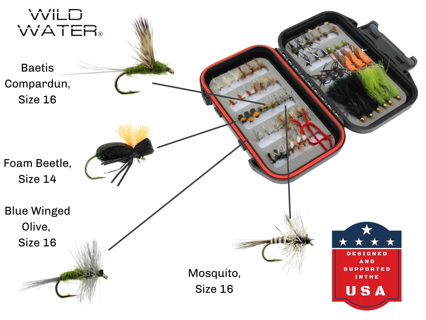 Mini Mega Fly Assortment, 60 All-Time Most Popular Flies | Fly Box | Wild Water Fly Fishing