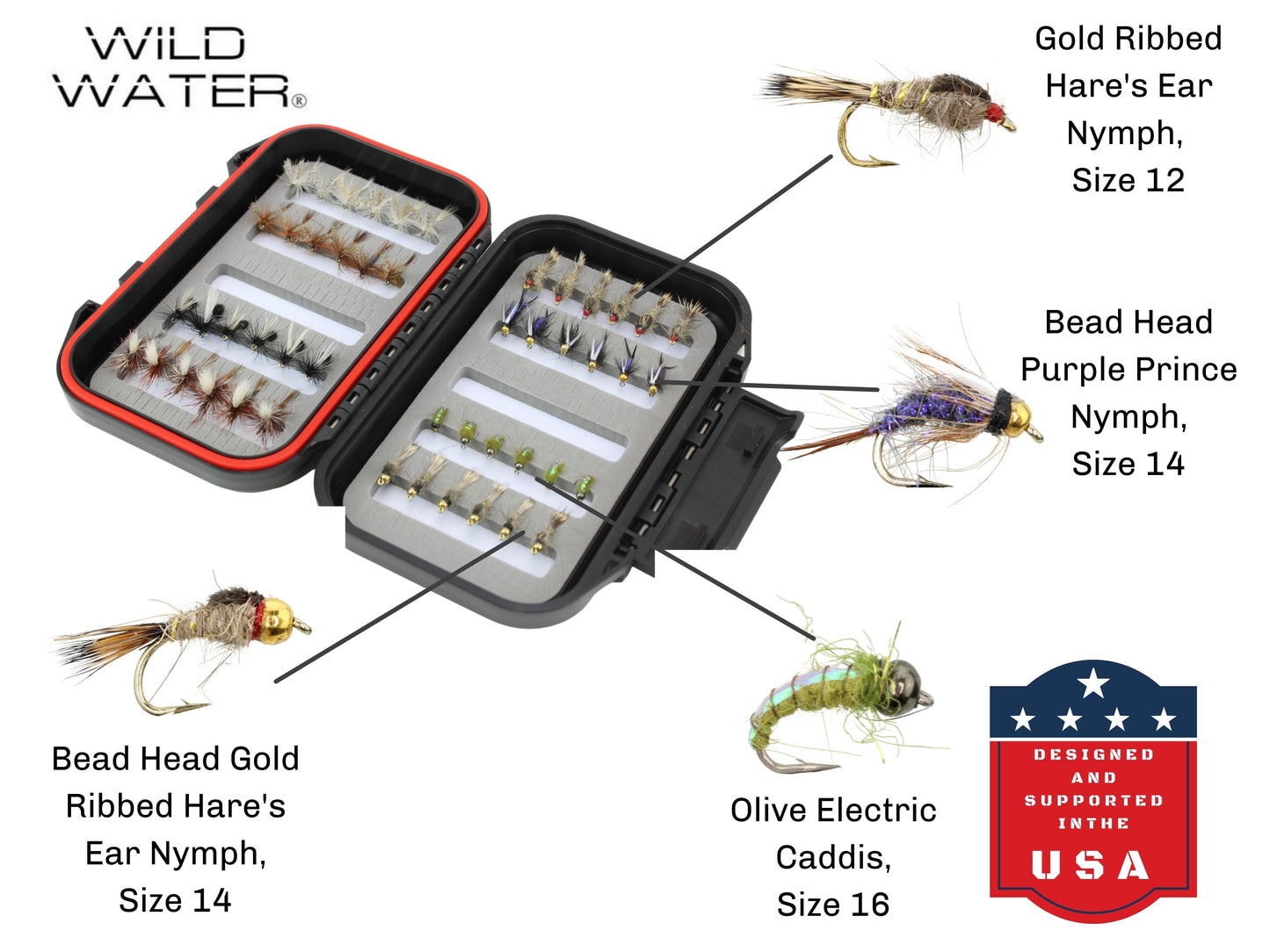 Dry and Nymph Fly Assortment, 48 Flies | Fly Box | Wild Water Fly Fishing