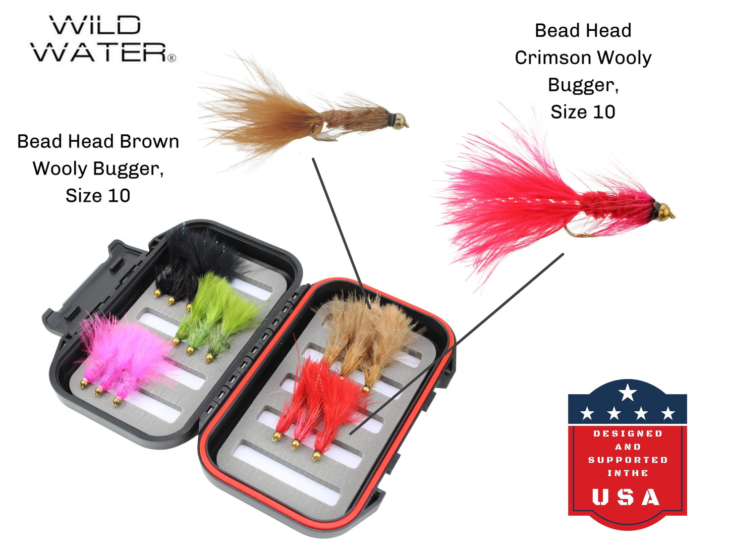 Wooly Bugger Fly Assortment, 15 Flies | Fly Box | Wild Water Fly Fishing