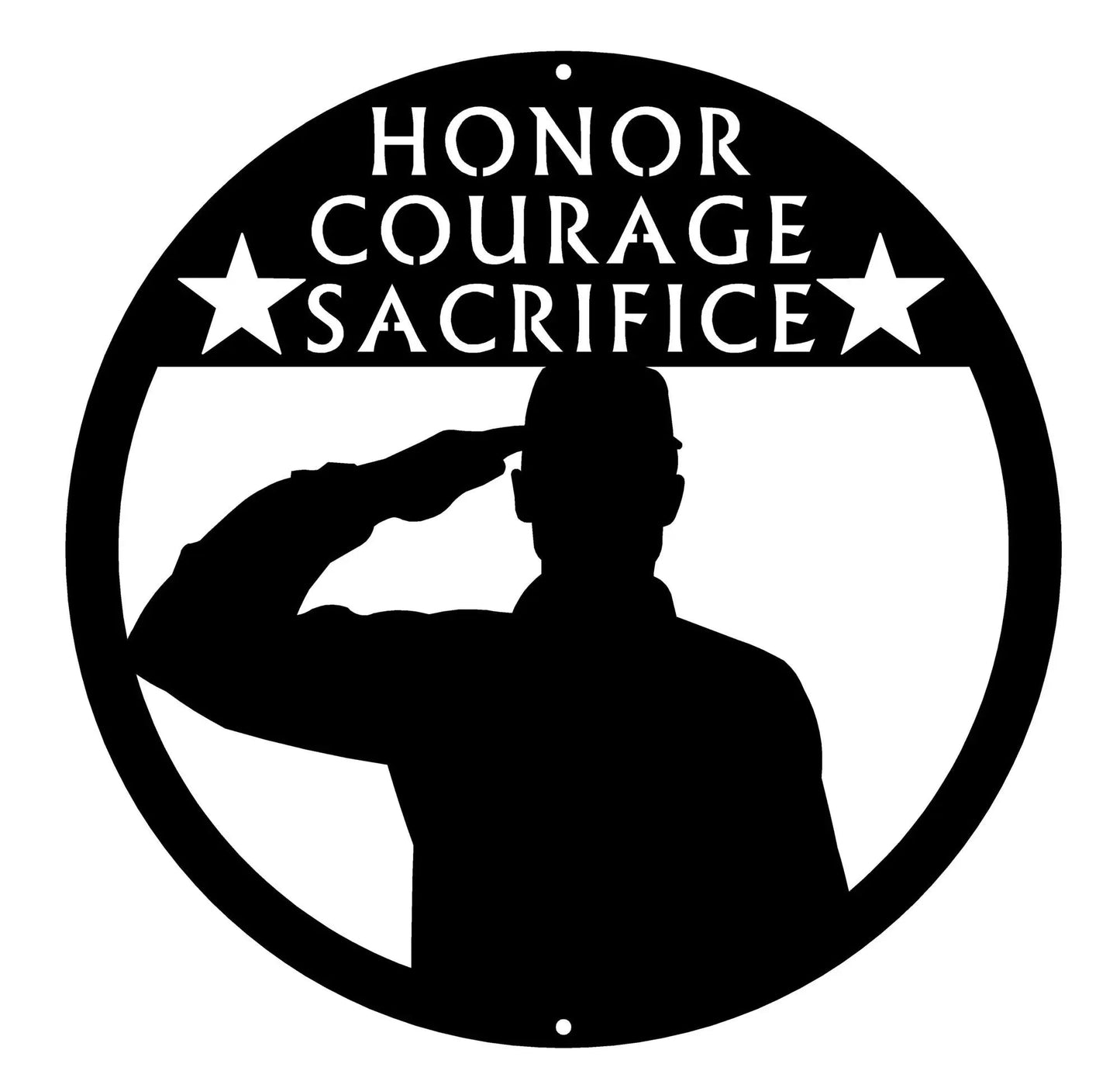 Round Saluting Soldier - Honor Courage Sacrifice Wall Art Sign