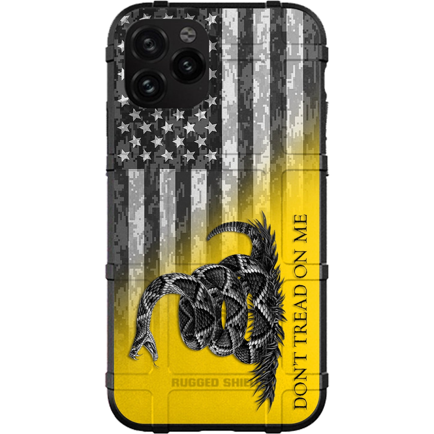 Subdued Don't Tread on Me Flag on US Camo Flag Custom Printed Samsung Galaxy & Apple iPhone Case Design by EGO Tactical