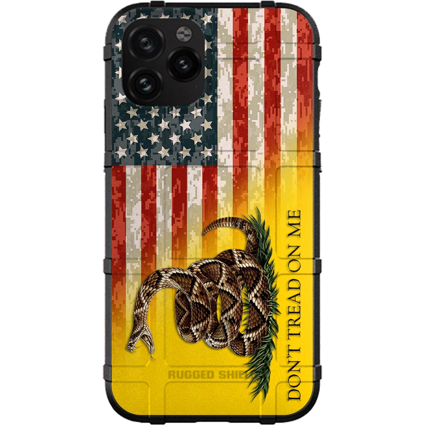 Don't Tread on Me Flag on US Camo Flag Custom Printed Samsung Galaxy & Apple iPhone Case Design by EGO Tactical