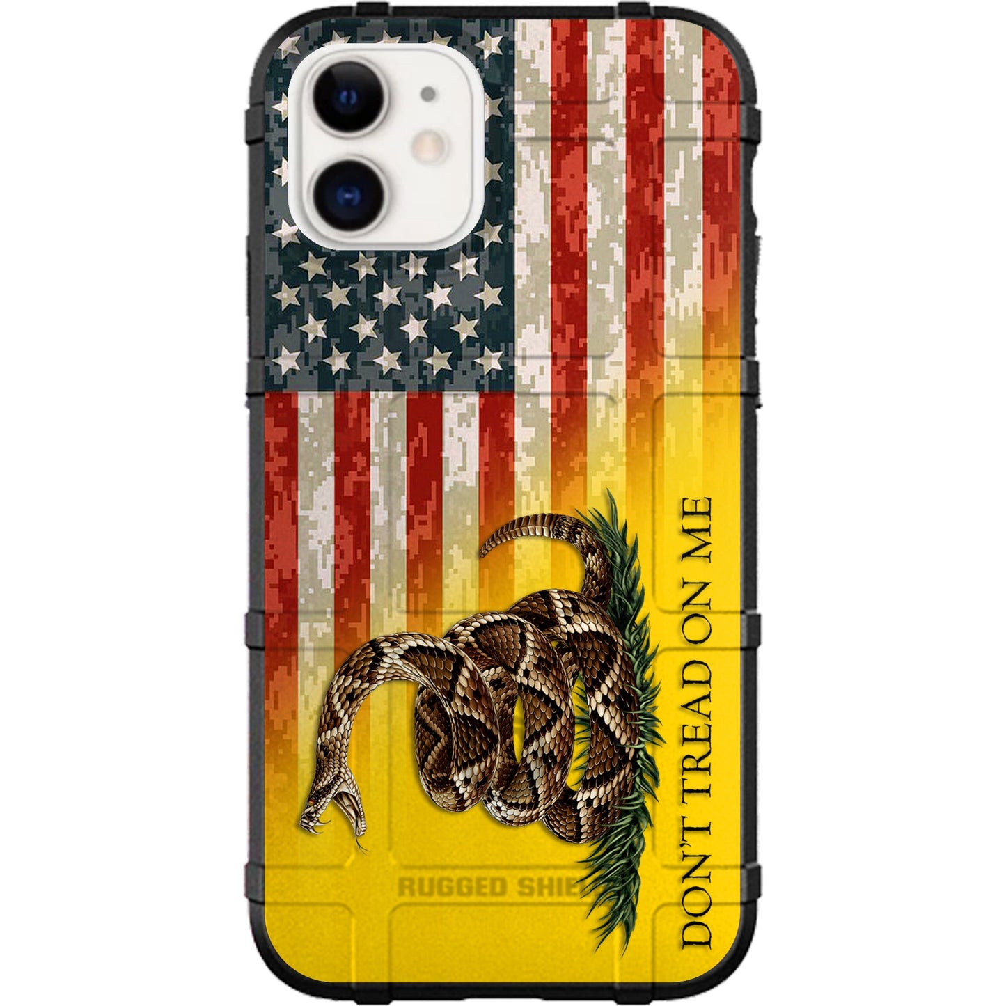 Don't Tread on Me Flag on US Camo Flag Custom Printed Samsung Galaxy & Apple iPhone Case Design by EGO Tactical