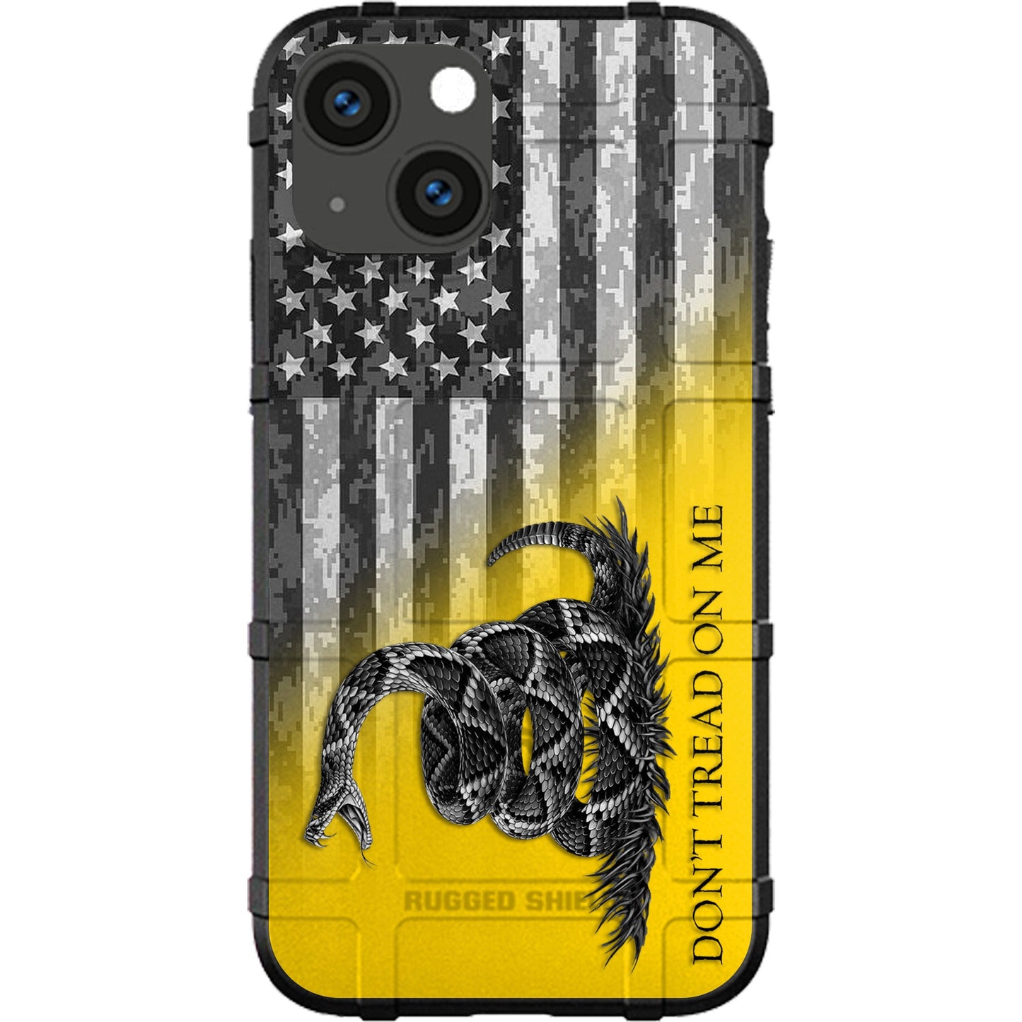 Subdued Don't Tread on Me Flag on US Camo Flag Custom Printed Samsung Galaxy & Apple iPhone Case Design by EGO Tactical