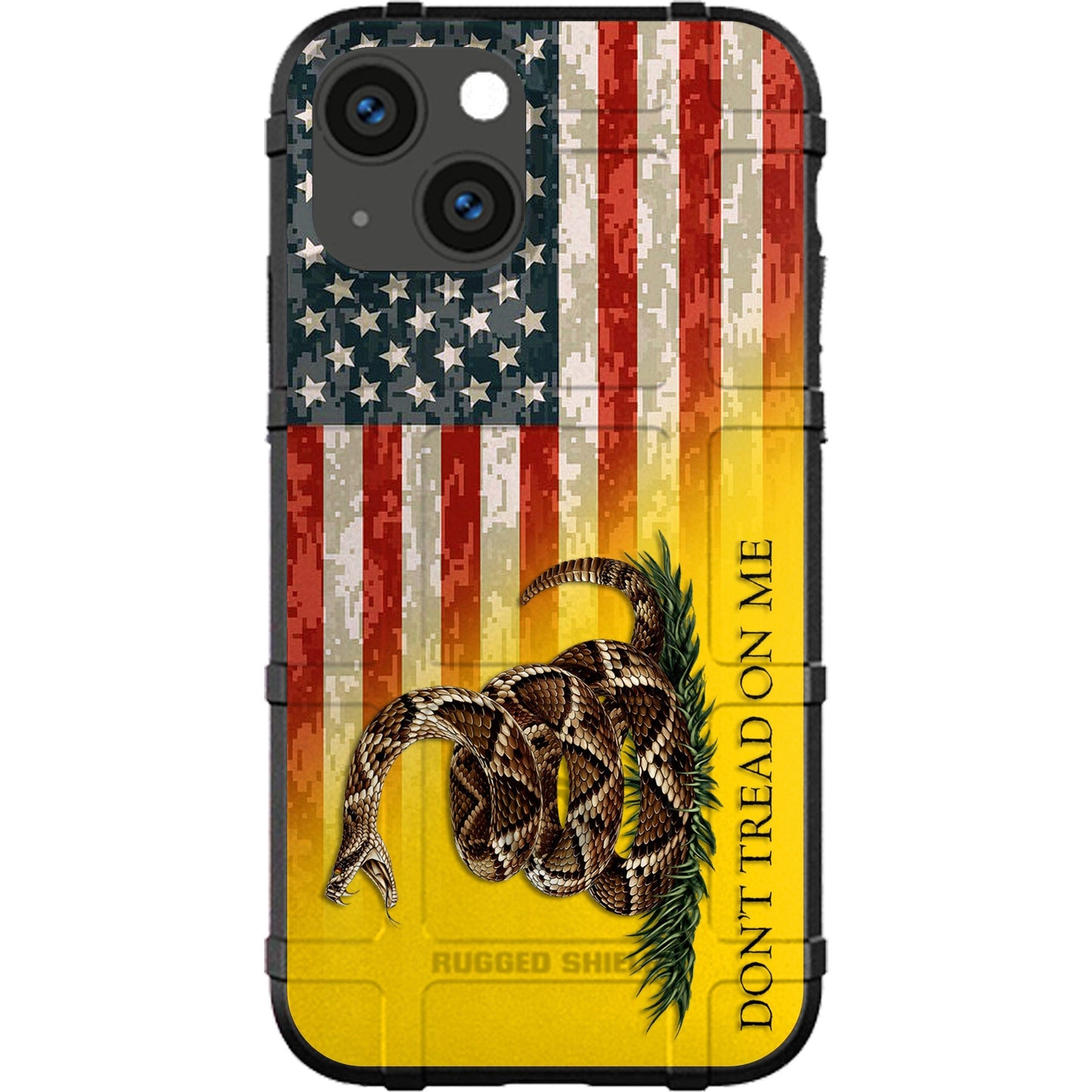 Don't Tread on Me Flag on US Camo Flag Custom Printed Samsung Galaxy & Apple iPhone Case Design by EGO Tactical