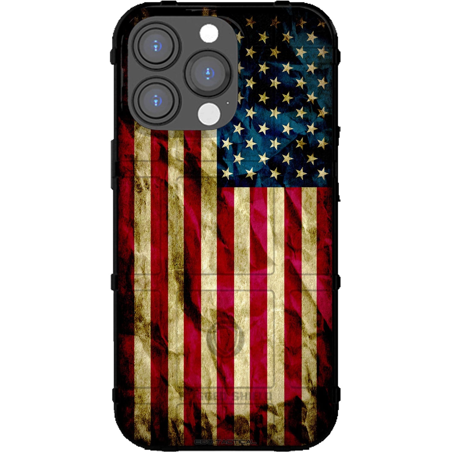 Old Glory, Red White Blue Weathered US American Flag Custom Printed Samsung Galaxy & Apple iPhone Case Design by EGO Tactical