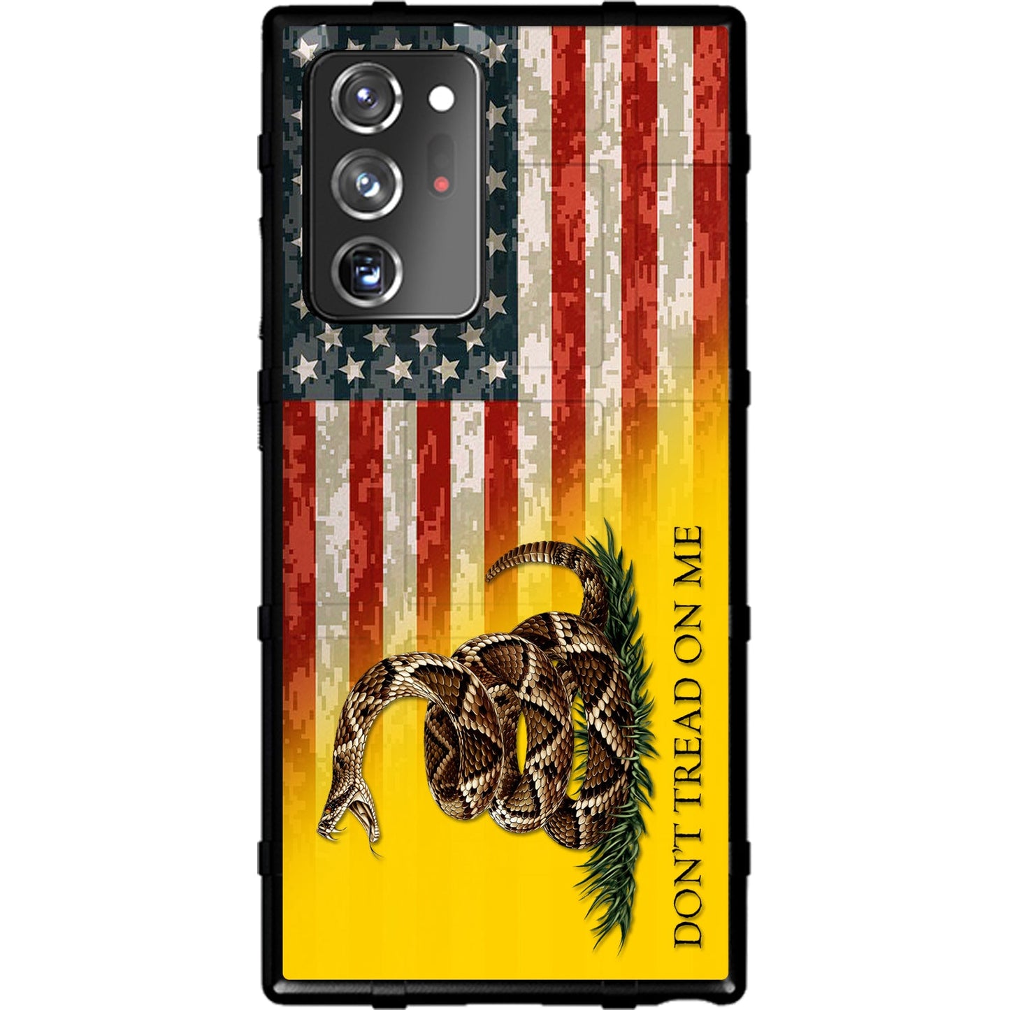 Don't Tread on Me Flag on US Camo Flag Custom Printed Samsung Galaxy & Apple iPhone Case Design by EGO Tactical