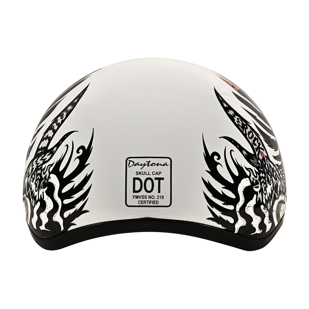 DOT Approved Daytona Motorcycle Half Face Helmet - Skull Cap Graphics for Men & Women, Scooters, ATVs, UTVs & Choppers - W/ Rockin' Reaper