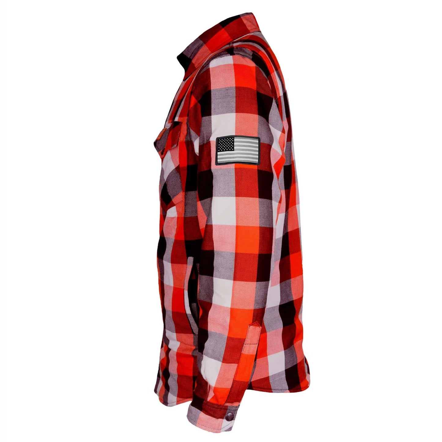 Protective Flannel Shirt - Red, Black, White Checkered with Pads