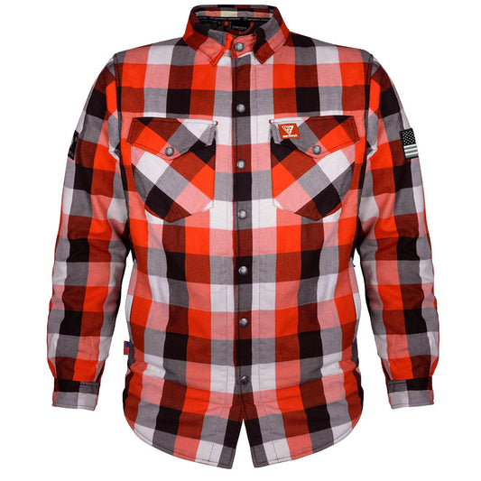 Protective Flannel Shirt - Red, Black, White Checkered with Pads